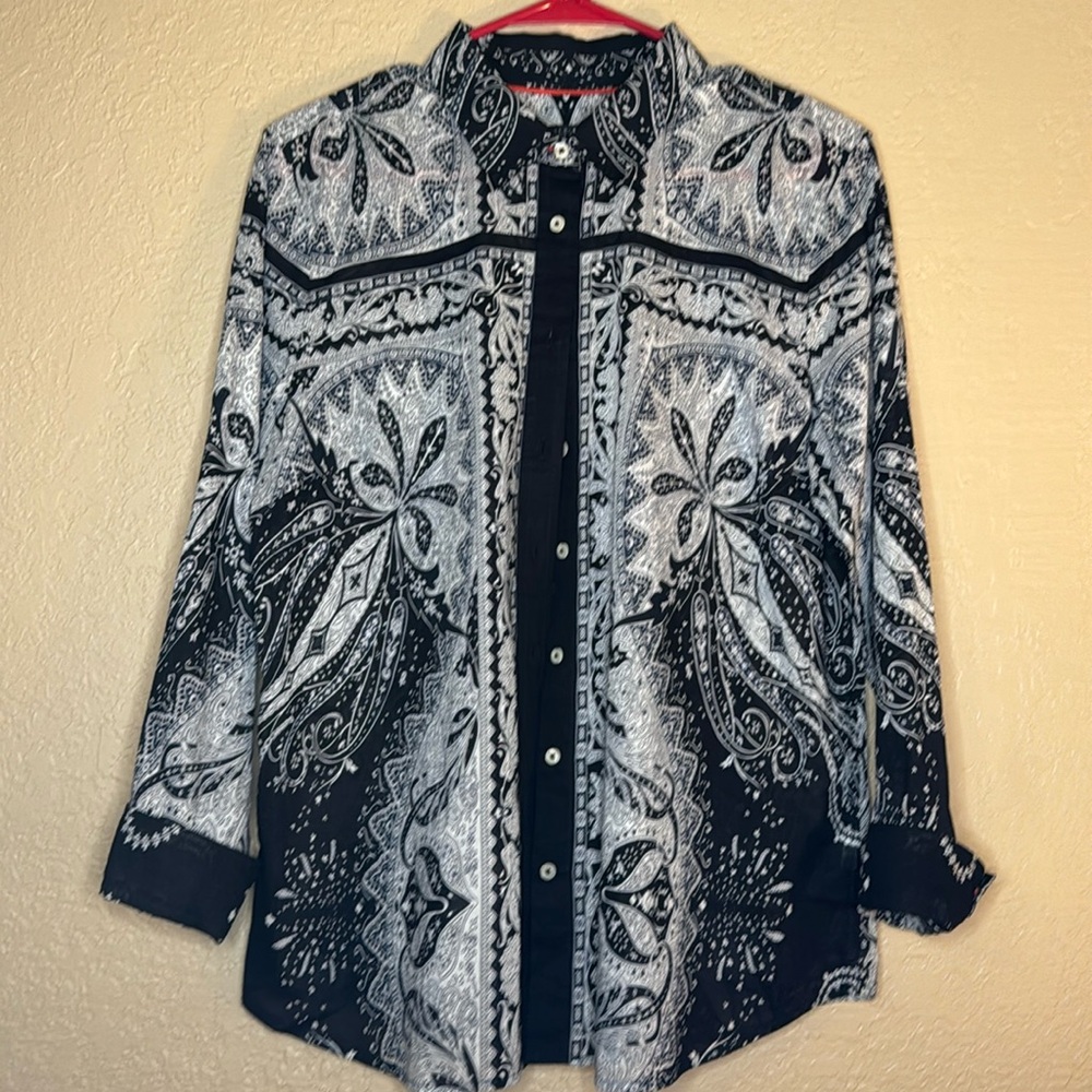 Talbots CLASSIC COTTON SHIRT - PRECIOUS PAISLEY size Petite Large